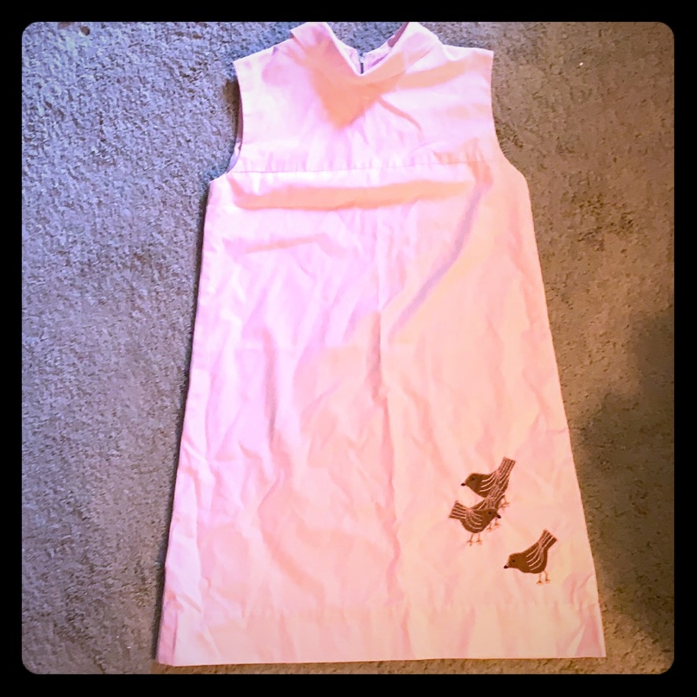 Women’s sheath dress -12- pink w/ bird embroidery